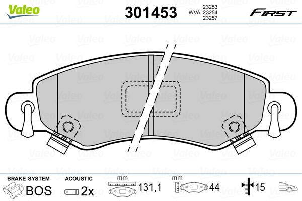 Sada brzdových platničiek kotúčovej brzdy VALEO 301453