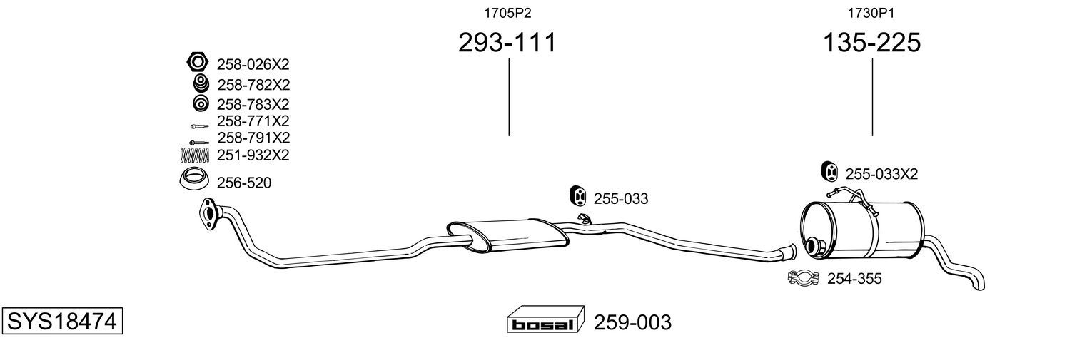 Układ wydechowy BOSAL SYS18474