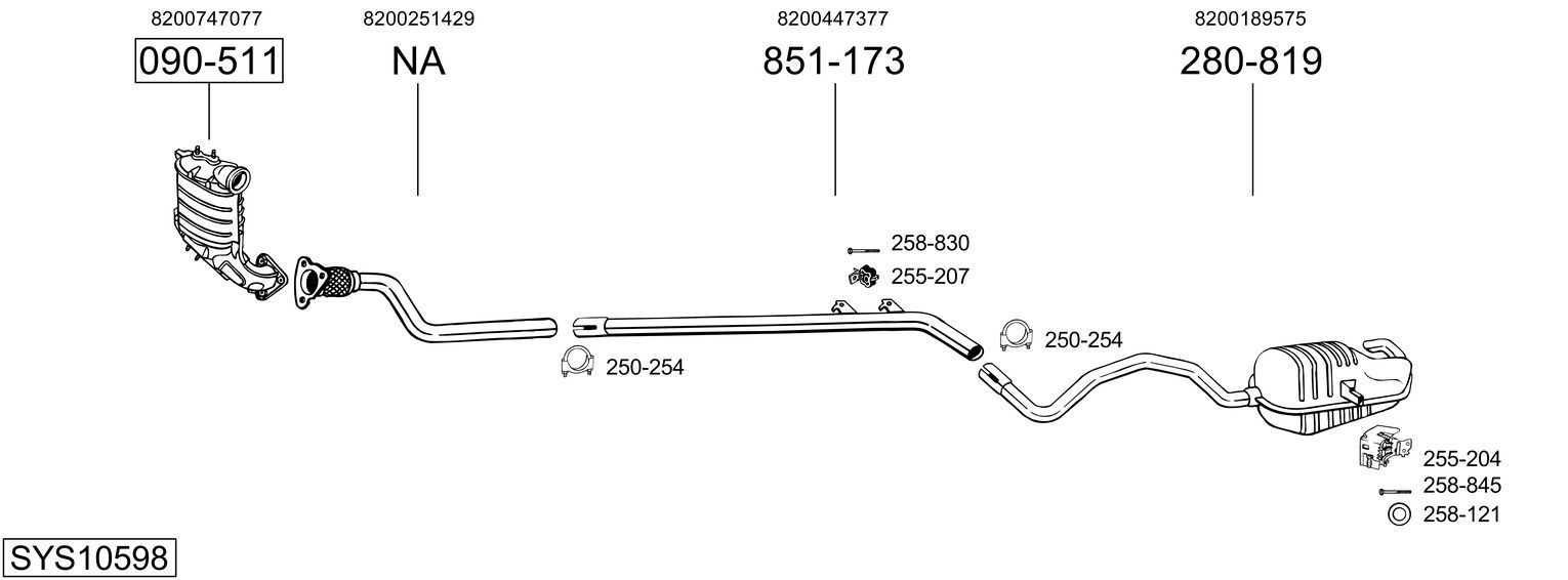 Układ wydechowy BOSAL SYS10598