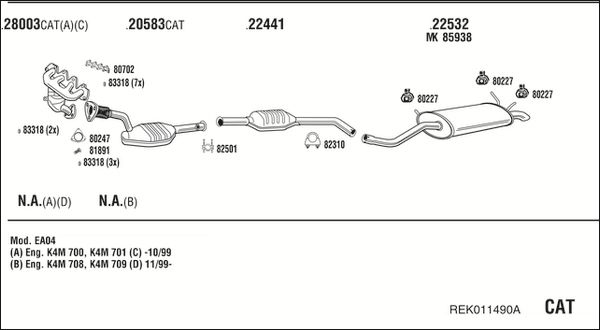 Układ wydechowy WALKER REK011490A