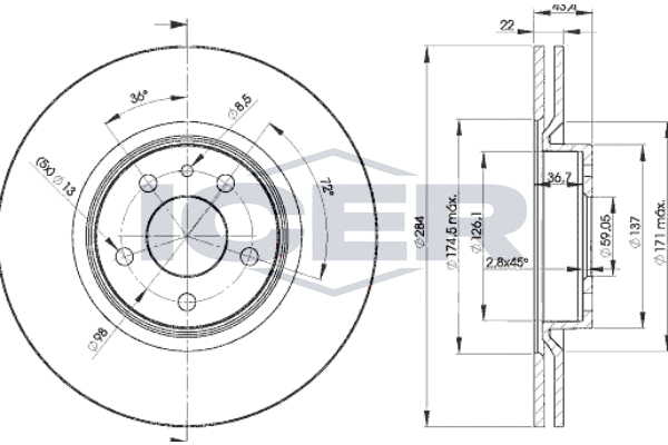 Tarcza hamulcowa ICER 78BD1548-2