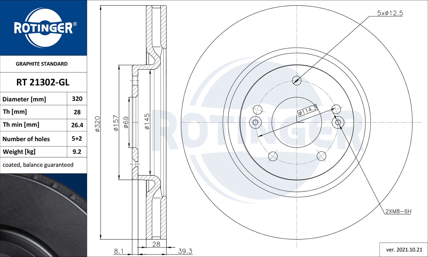 Disc frana ROTINGER GRAPHITE LINE RT 21302-GL