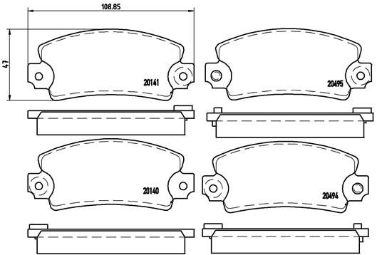 Zestaw klocków hamulcowych, hamulce tarczowe BREMBO P 68 001