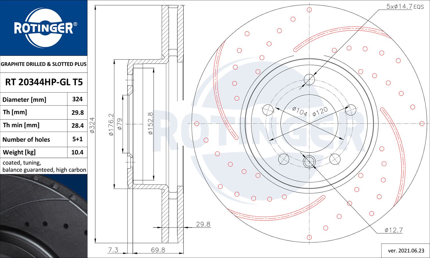 Disc frana ROTINGER RT 20344HP-GL T5