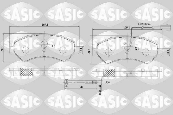 Zestaw klocków hamulcowych, hamulce tarczowe SASIC 6210069