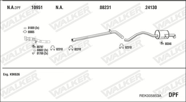 Układ wydechowy WALKER REK005853A