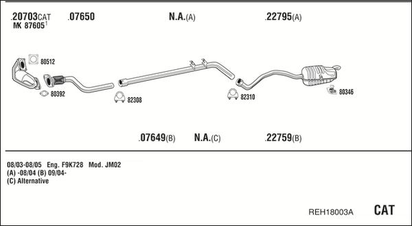 Układ wydechowy WALKER REH18003A