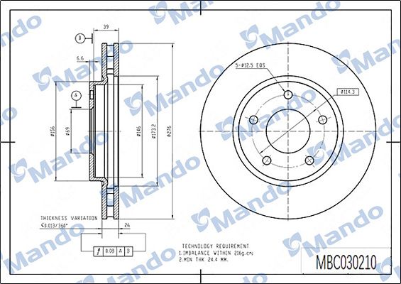 Tarcza hamulcowa MANDO MBC030210