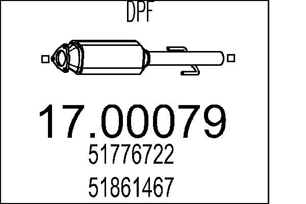 Filtr sadzy / filtr cząstek stałych, układ wydechowy MTS 51776722