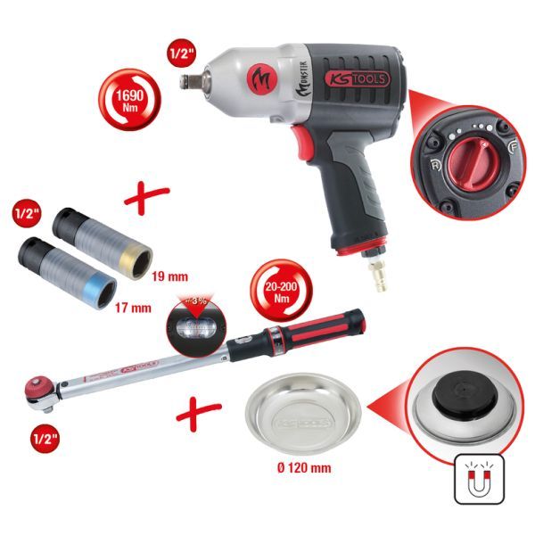 Rázový šroubovák-sada (stlačený vzduch) KS TOOLS 515.1255