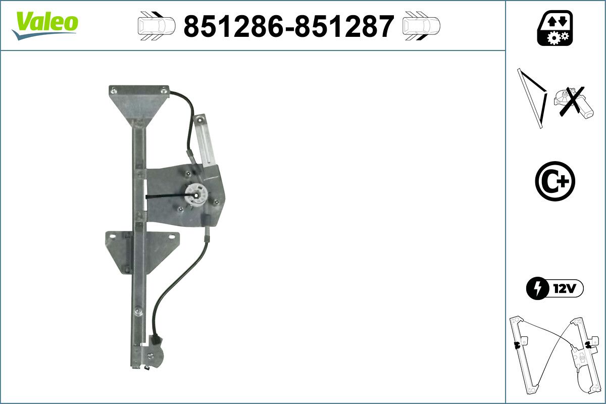 Mecanism actionare geam VALEO 851286