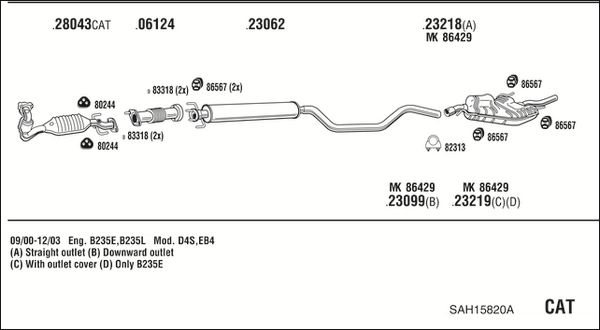 Układ wydechowy WALKER SAH15820A