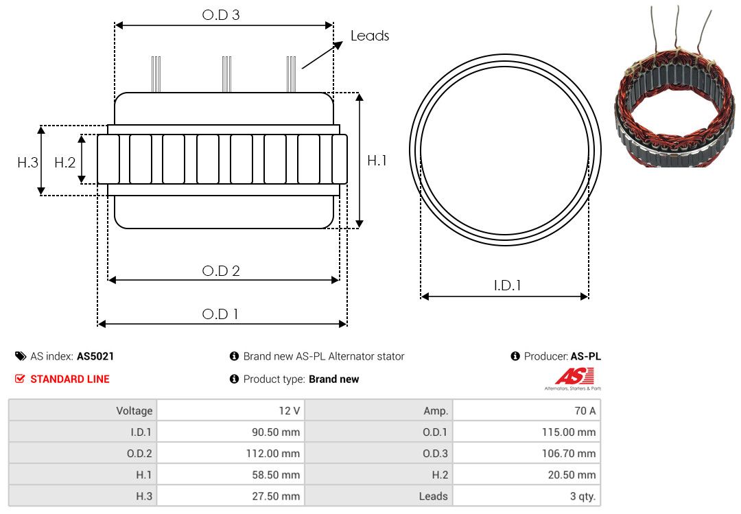 Levně Stator, generátor AS-PL AS5021