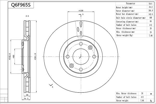 Tarcza hamulcowa AISIN Q6F965S