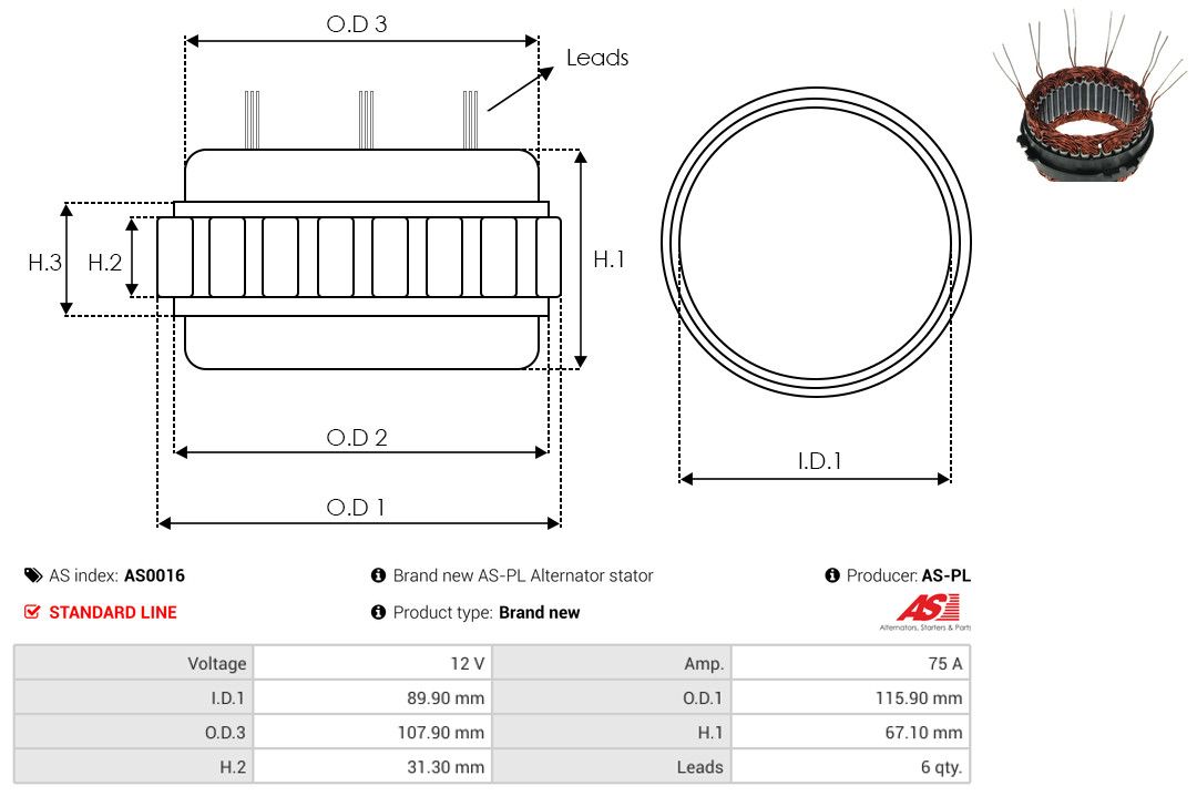 Levně Stator, generátor AS-PL AS0016