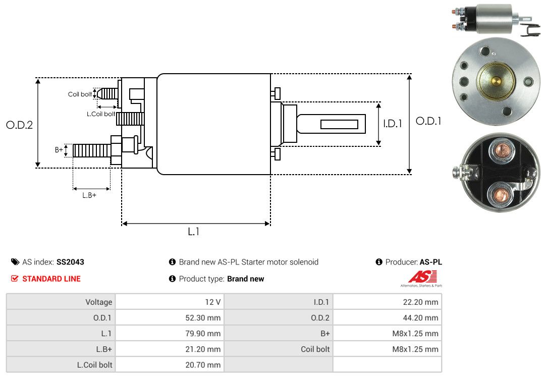 Solenoid, electromotor AS-PL SS2043 — automobilus.ro