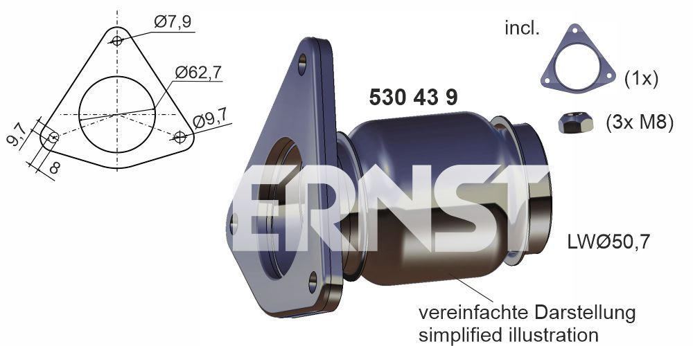 Zestaw naprawczy (rurowy), katalizator ERNST 530439