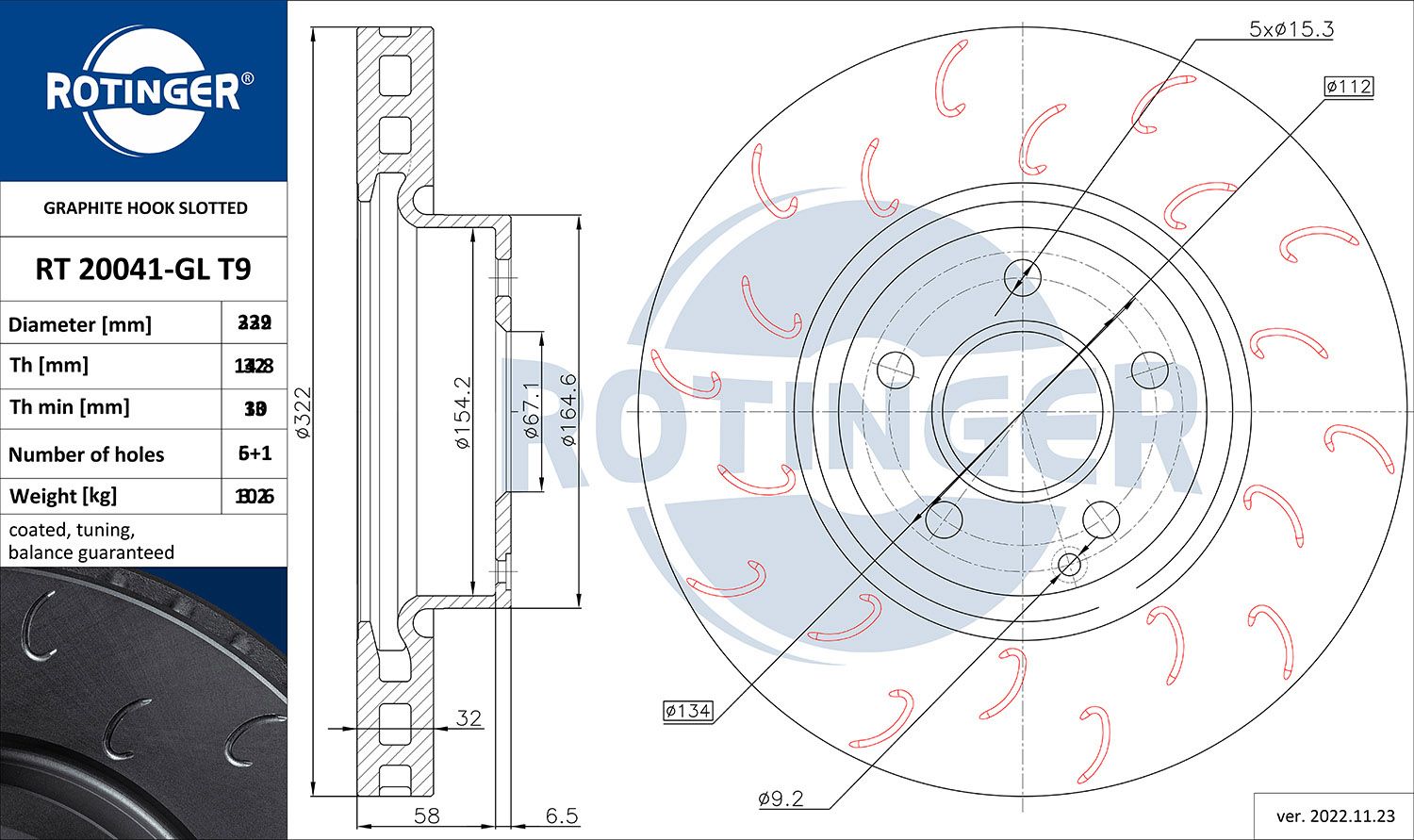 Tarcza hamulcowa ROTINGER RT 20720-GL T9