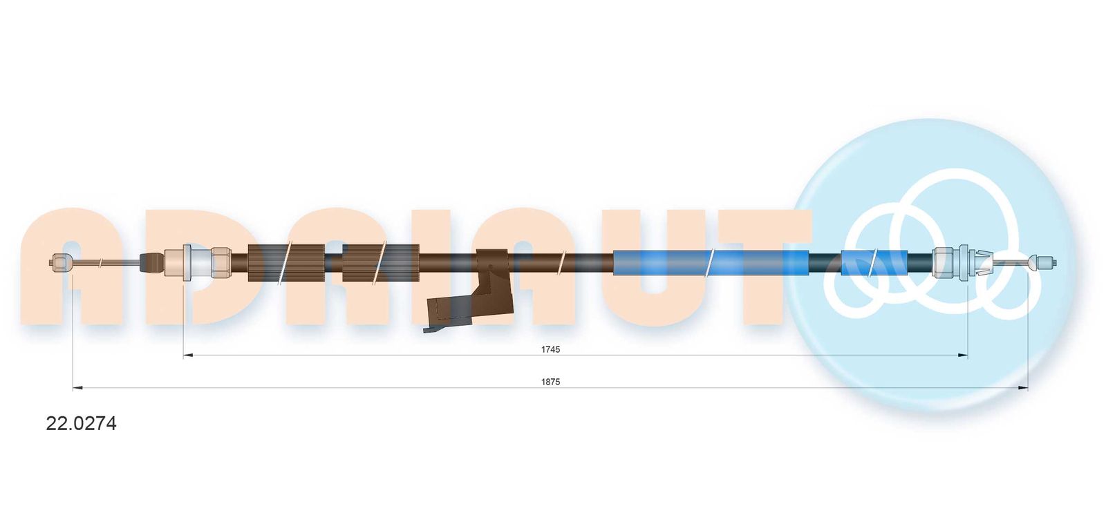 Cablu, frana de parcare ADRIAUTO 22.0274