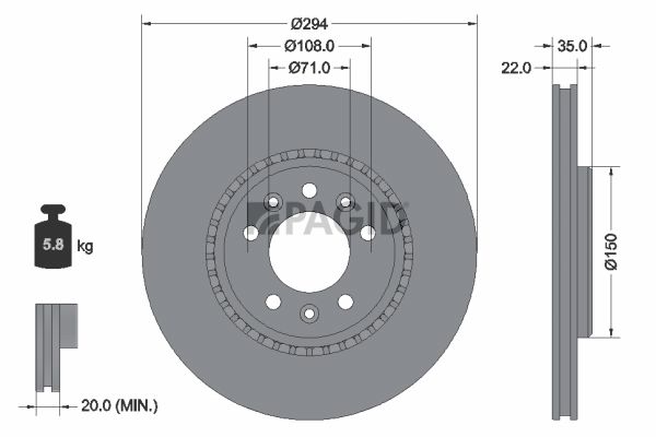 Tarcza hamulcowa PAGID 55871NC