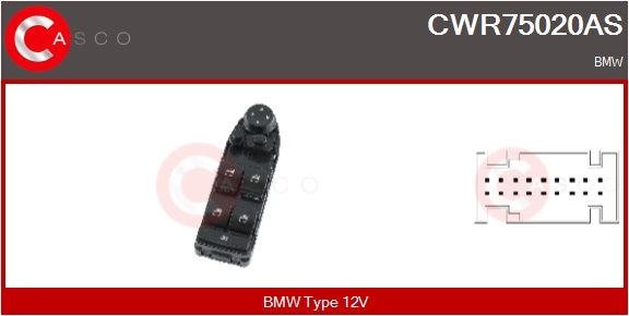 Spínač, zvedací zařízení oken CASCO CWR75020AS