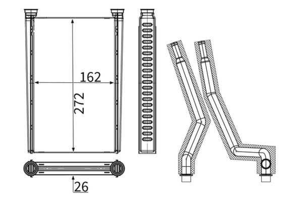 Schimbător de căldură, încălzire habitaclu MAHLE AH 361 000S