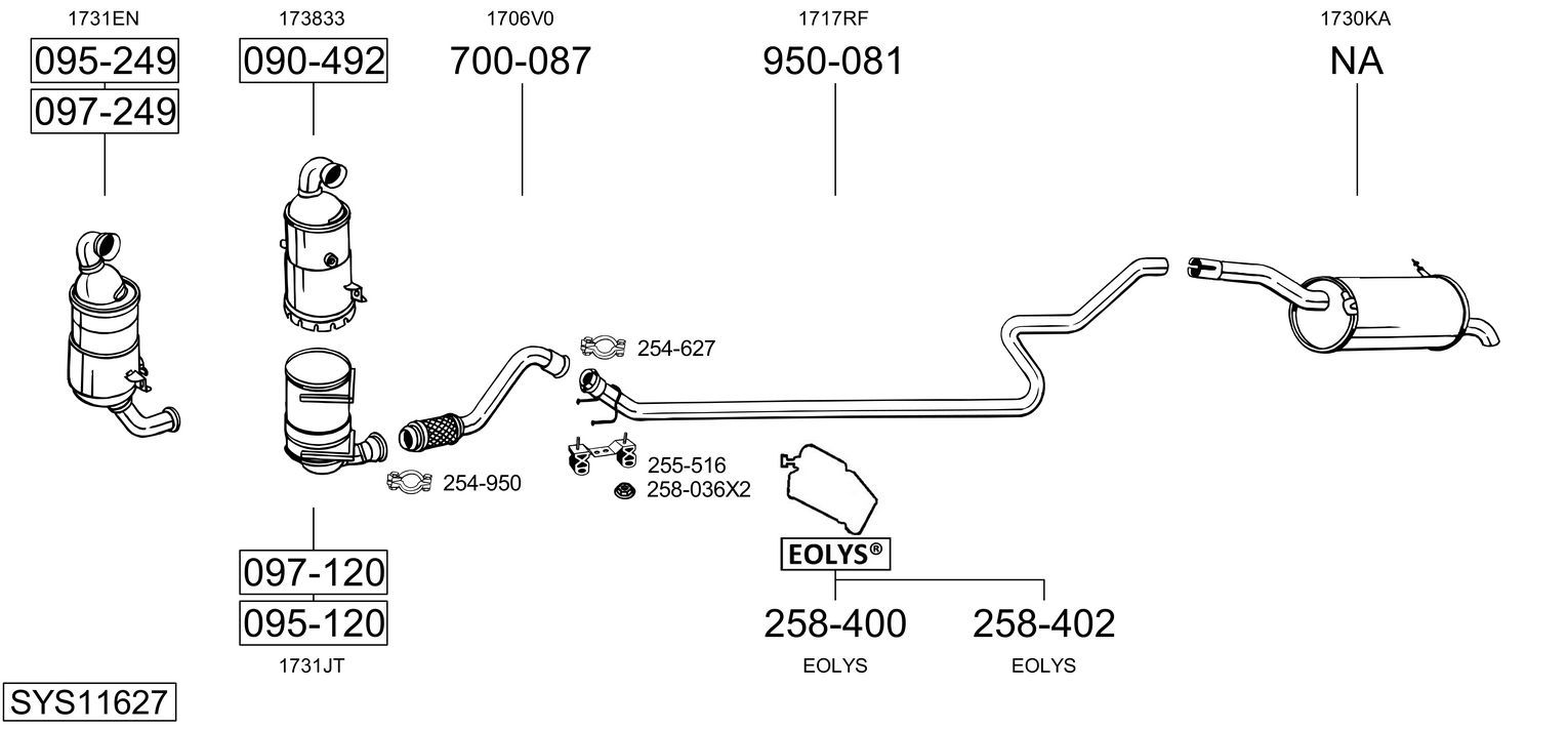 Układ wydechowy BOSAL SYS11627