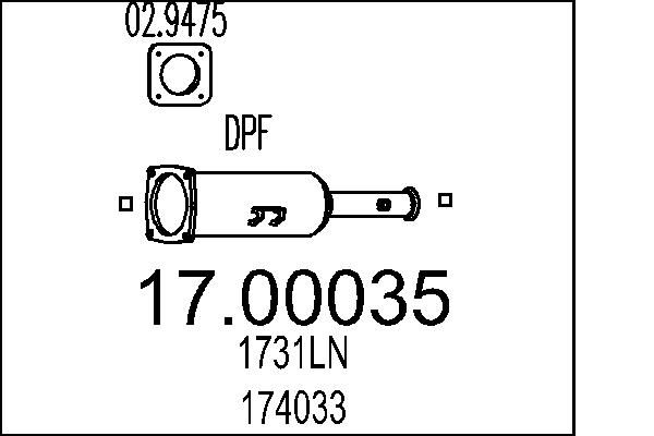 Filtr sadzy / filtr cząstek stałych, układ wydechowy MTS 17.00035