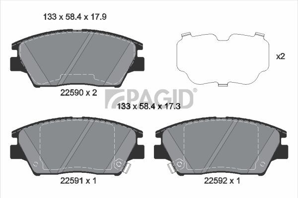 Zestaw klocków hamulcowych, hamulce tarczowe PAGID T2493N