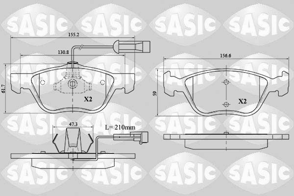 Zestaw klocków hamulcowych, hamulce tarczowe SASIC 6216072