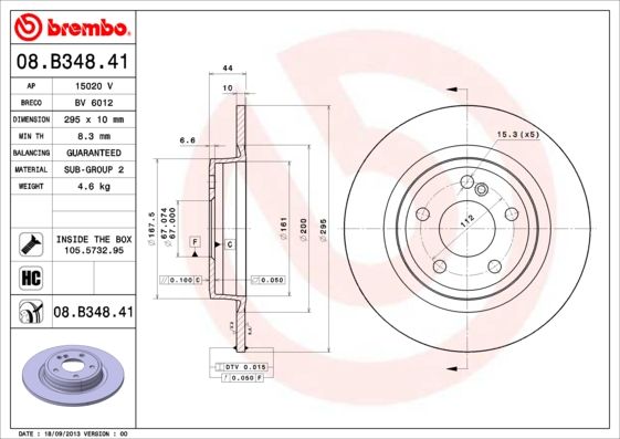 Tarcza hamulcowa BREMBO 08.B348.41