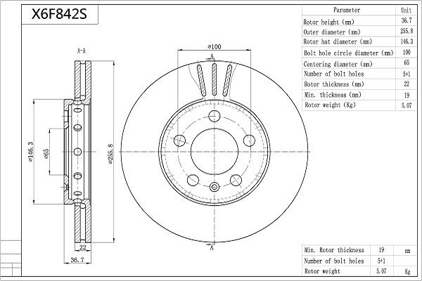 Tarcza hamulcowa AISIN X6F842S