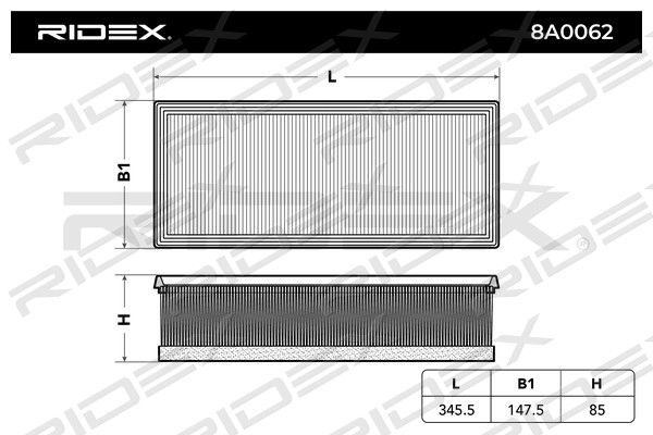 Filtr powietrza RIDEX 8A0062