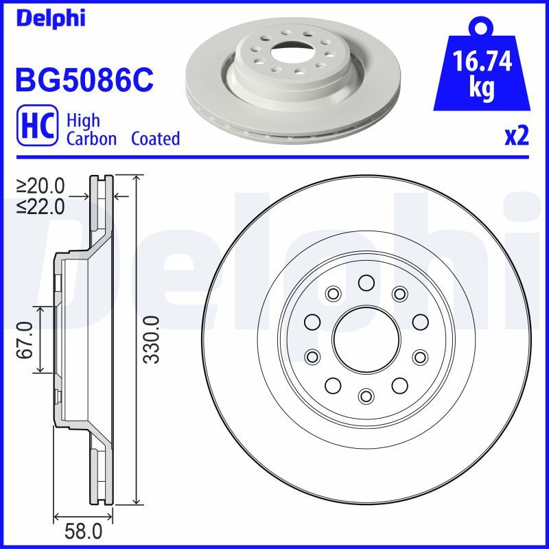 Brzdový kotouč DELPHI BG5086C