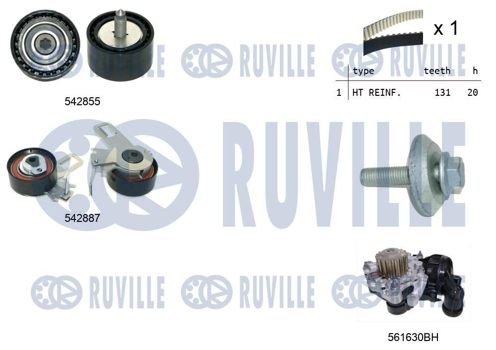 Pompa wodna + zestaw paska rozrządu RUVILLE 5504972