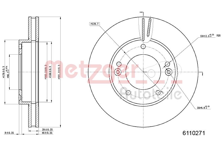 Tarcza hamulcowa METZGER AUTOTEILE 6110271
