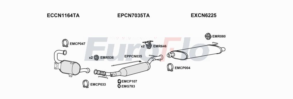 Układ wydechowy EUROFLO CNDIS20D6034B