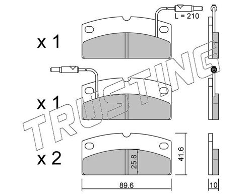 Zestaw klocków hamulcowych, hamulce tarczowe TRUSTING 1231.0
