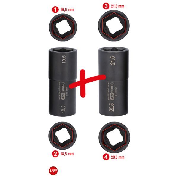 Set capete chei tubulare impact KS TOOLS 515.0895