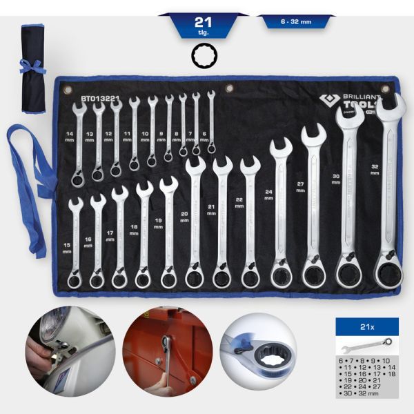 Set chei inelare cu clichet KS TOOLS BT013221