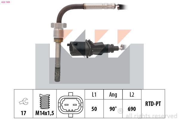 czujnik, temperatura spalin KW 422 169