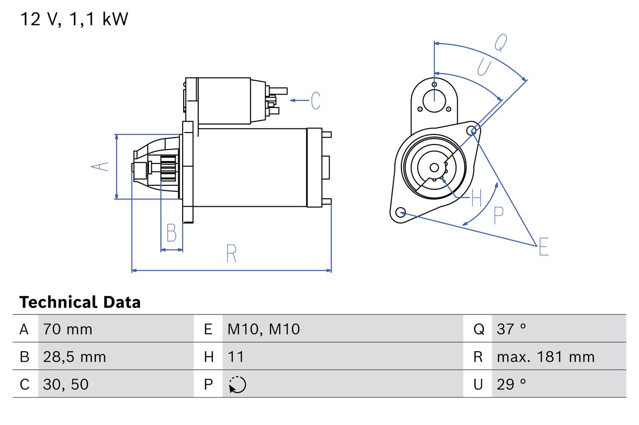 starter BOSCH 0 986 029 170