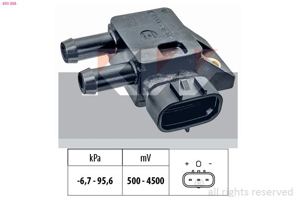 Senzor, tlak výfukového plynu KW 493 308
