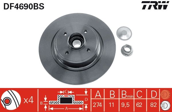 Brzdový kotúč TRW DF4690BS