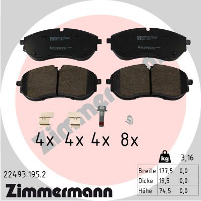 Sada brzdových platničiek kotúčovej brzdy ZIMMERMANN 22493.195.2