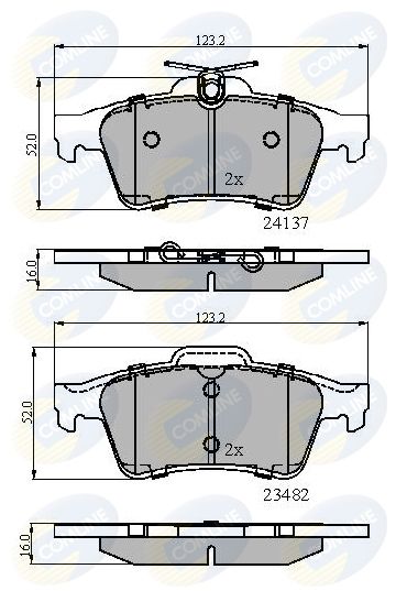 Zestaw klocków hamulcowych, hamulce tarczowe COMLINE CBP01599