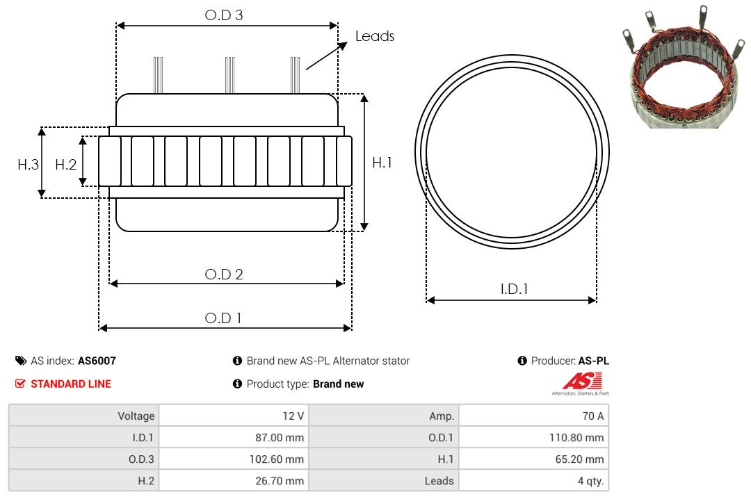 Levně Stator, generátor AS-PL AS6007