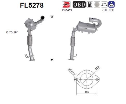 Filtr sadzy / filtr cząstek stałych, układ wydechowy AS 2064103