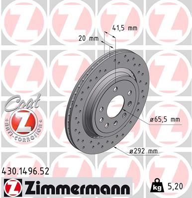 Brzdový kotouč ZIMMERMANN 430.1496.52