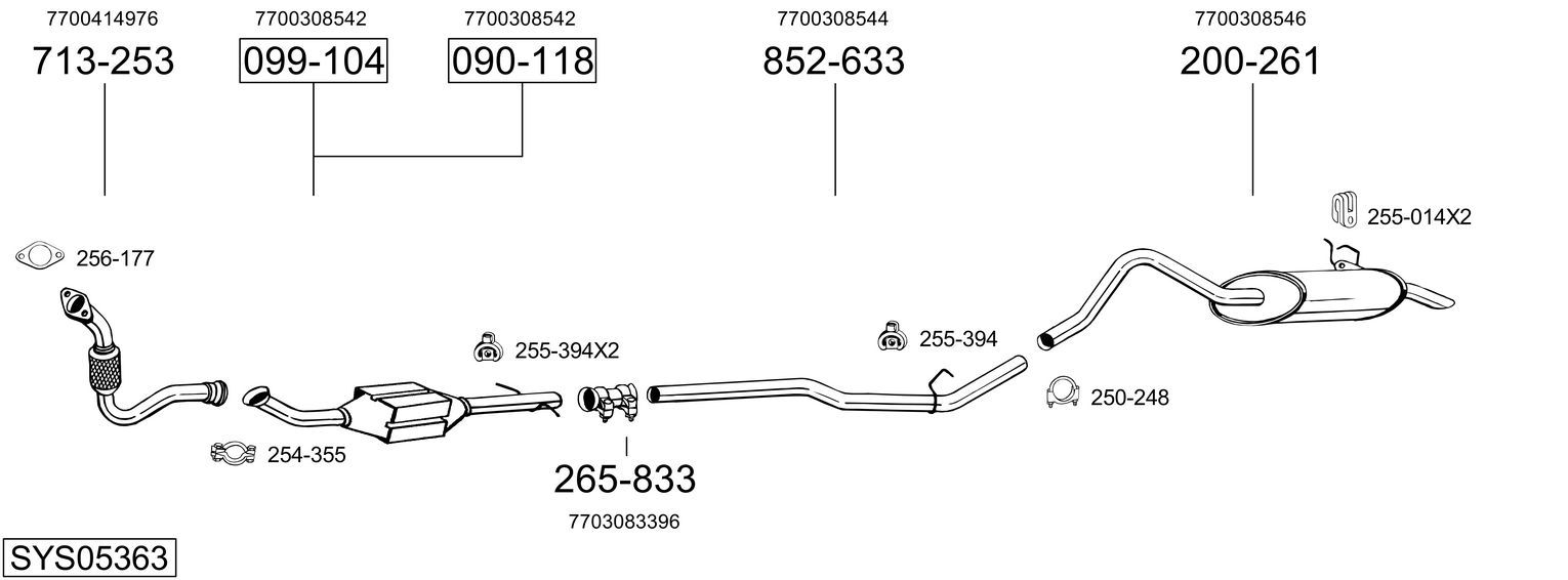 Układ wydechowy BOSAL SYS05363